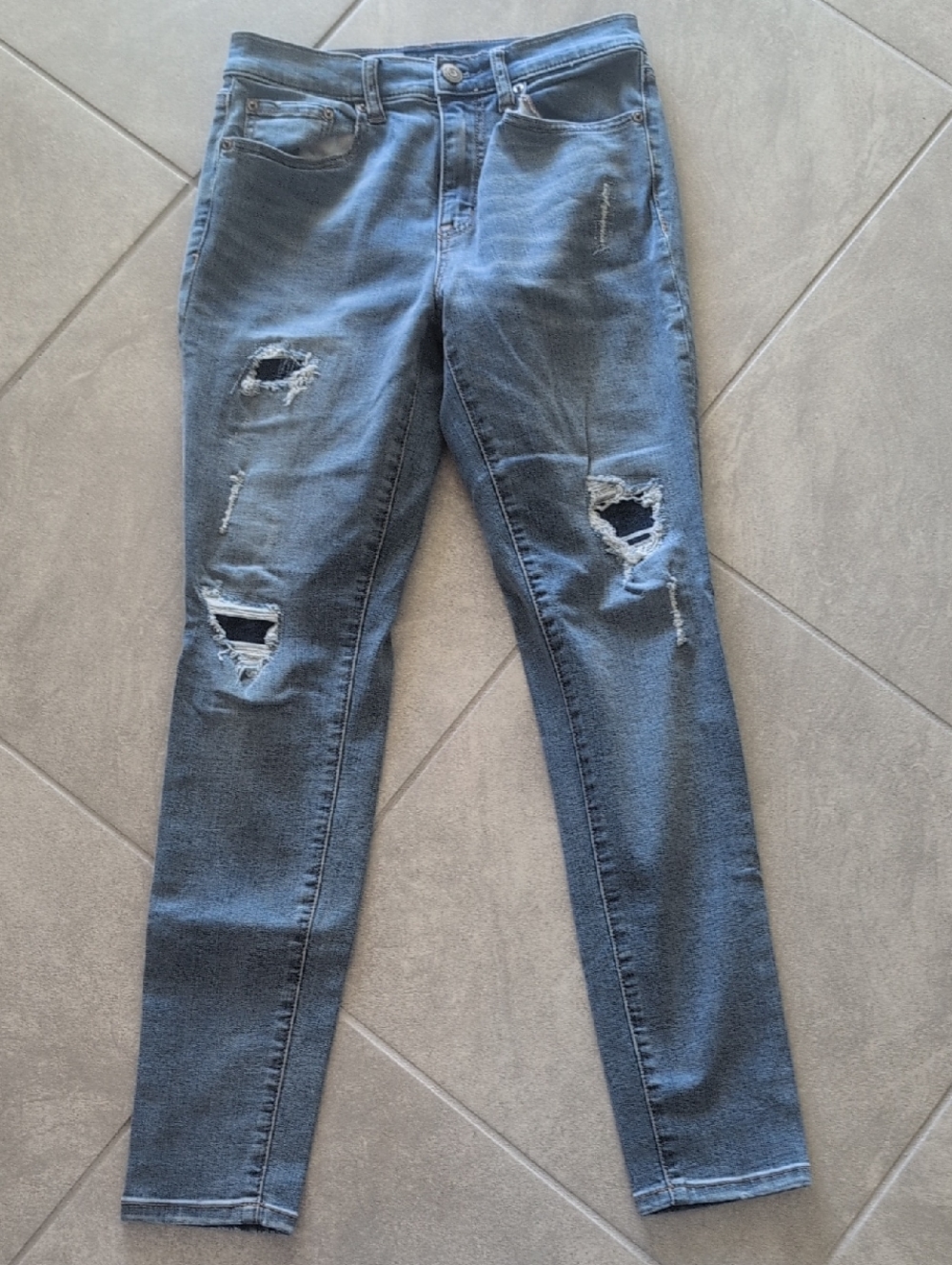 Women's AERO Distressed High Rise Skinny Jeans - Blue